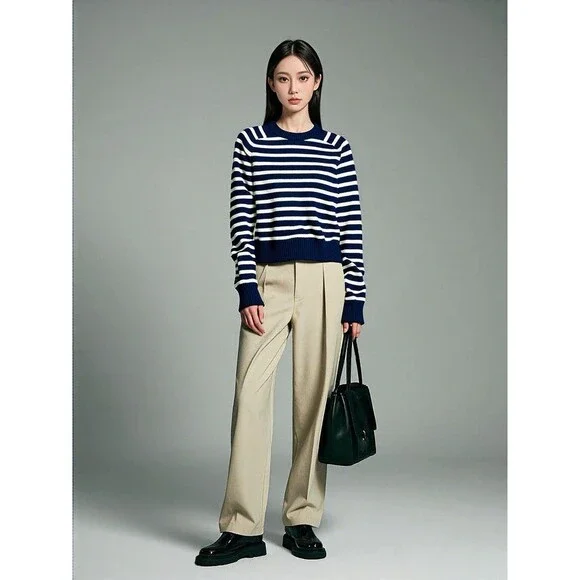 NWT J.Crew Relaxed Stripe Crewneck Sweater Womens Chunky Knit Nautical Fisherman - Picture 5 of 12